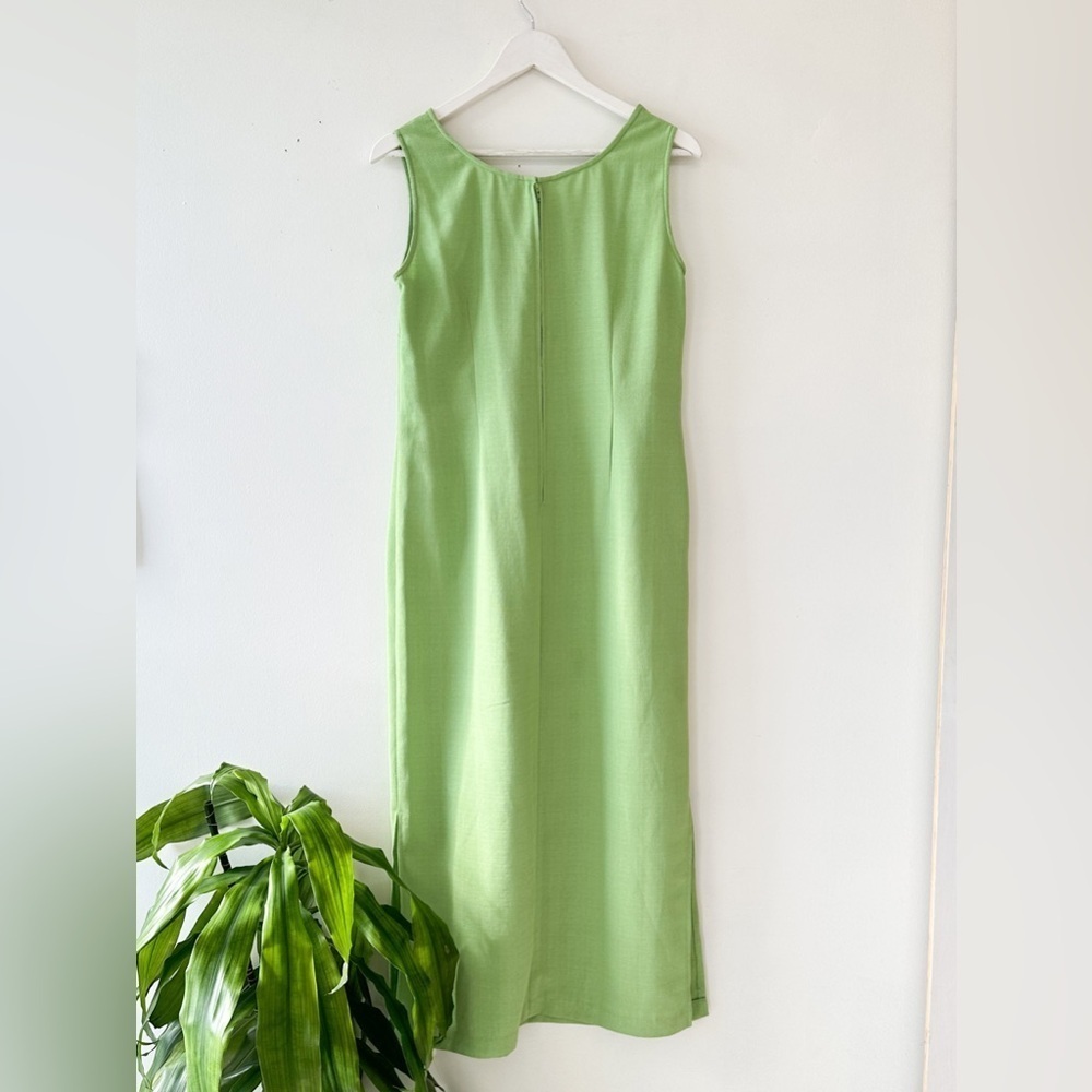 Vintage - Sleeveless Maxi Dress - Bright Green - Size 12 - Picture 8 of 8